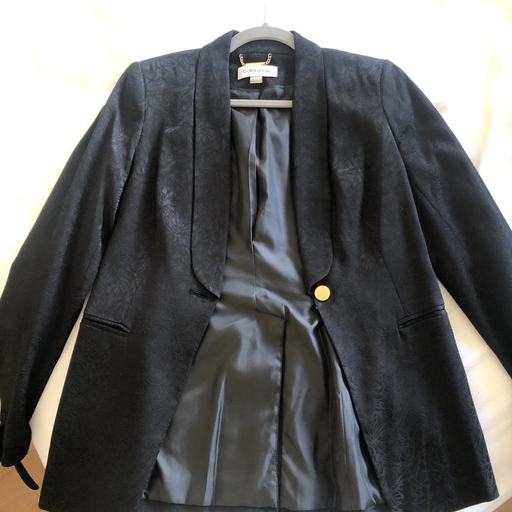 Black Pant Suit (2 pc) - Blazer and Wide Leg Pants